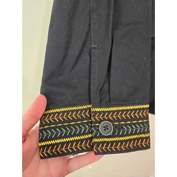 NWT DENIM & CO Black Embroidered Cotton Twill Utility Jacket 3X Boho Western - Picture 8 of 15